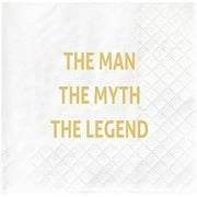 The Man The Myth The Legend Napkins, Father Day /Dad’s Birthday Party Gift Disposable Paper Beverage Napkins, Retirement Party Supplies Decor Favors Gifts, 30Pack 2Ply, 4.5 x 4.5