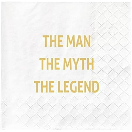 The Man The Myth The Legend Napkins, Father Day /Dad’s Birthday Party Gift Disposable Paper Beverage Napkins, Retirement Party Supplies Decor Favors Gifts, 30Pack 2Ply, 4.5 x 4.5