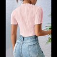 thumbnail image 6 of Bodysuits for Womens Crew Neck Short Sleeve Body Suits Going Out Outfits Summer Leotards Tops Onesie Shirts Pink S, 6 of 7