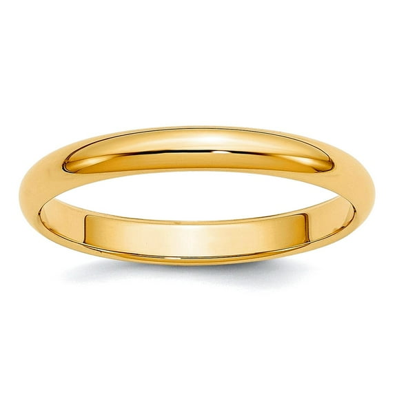 14k Yellow Gold Solid Polished Half Round 3mm Half-Round Wedding Band Ring Size 4 Wedding Band for Women and Men