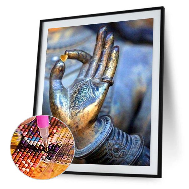Cuadros Decorativos Buda pintura diamante Rhinestone taladro redondo completo para la decoración de la habitación (J84464) Tmvgtek embutido en tela