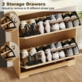 thumbnail image 3 of Hommpa Rattan Shoe Cabinet with 2 Flip Drawers & Adjustable Shelves 5 Tier Freestanding Tipping Bucket Shoes Storage Closet for 16 Pairs Narrow Console Table Modern Boho Entryway Shoe Rack Organizer, 3 of 15