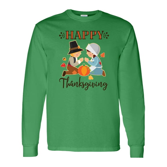 Inktastic Happy Thanksgiving Pilgrim Prayer Blessing Religious Long Sleeve T-Shirt