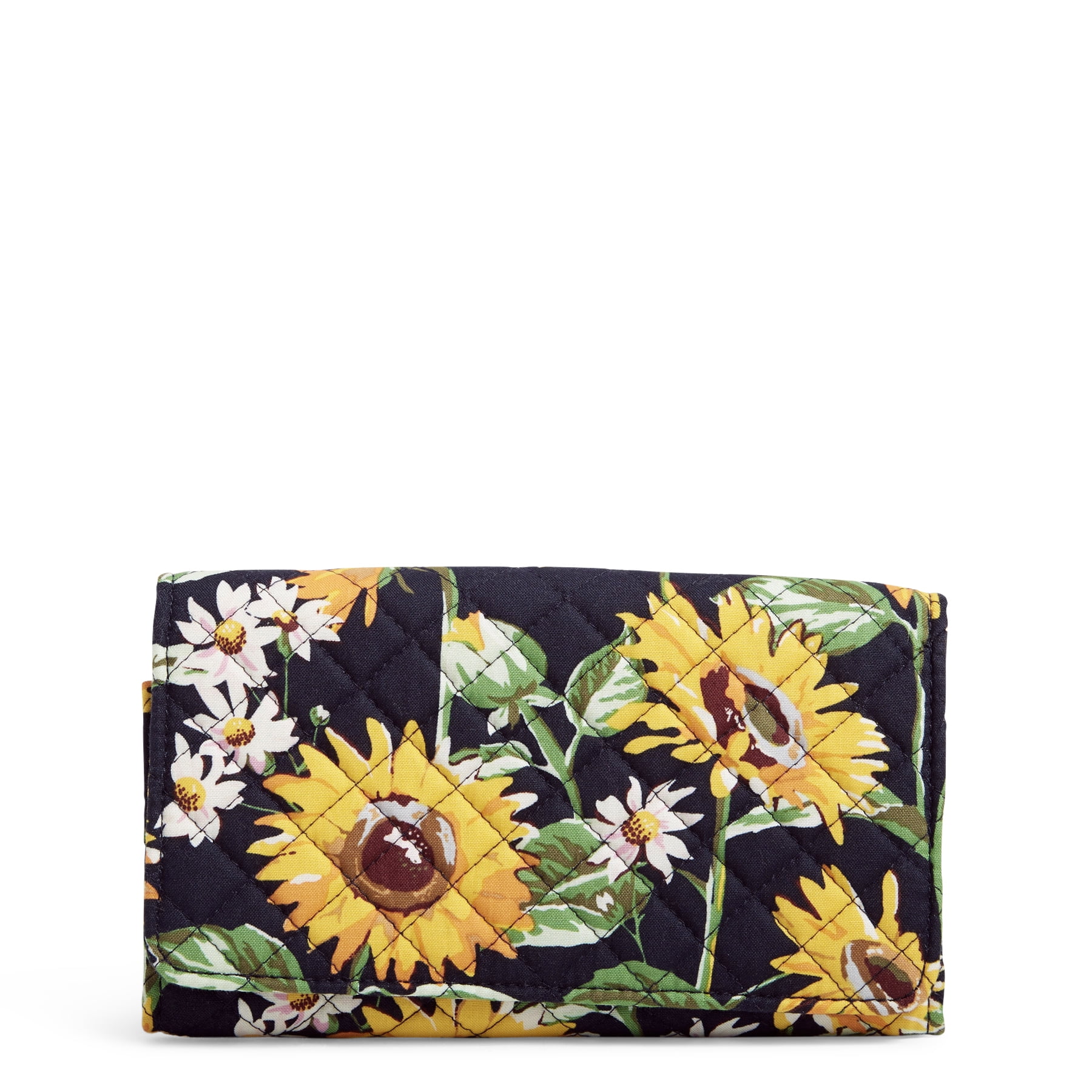 Vera Bradley Women's Recycled Cotton RFID Trifold Clutch Wallet Sunflowers