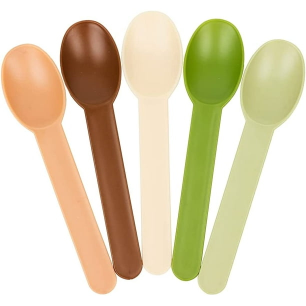 [1,000 Count] Mixed Heavy Duty Colorful Biodegradable Spoons Bulk