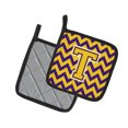 thumbnail image 2 of Carolines Treasures CJ1041-TPTHD Letter T Chevron Purple and Gold Pair of Pot Holders, 7.5HX7.5W, multicolor, 2 of 2