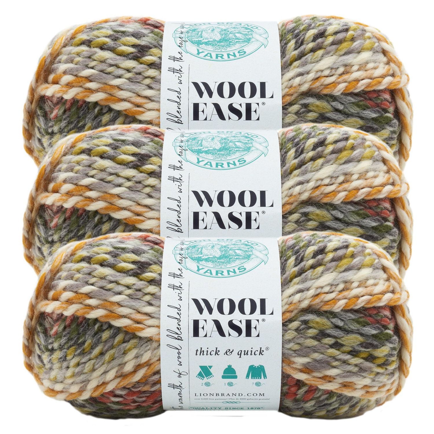 Lion Brand Wool-Ease® Thick & Quick® Yarn Coney Island #6 Super Bulky Acrylic/Wool yarn, 170g/ 97m, 3-CT