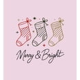 thumbnail image 4 of Merry & Bright Christmas Stocking Line Art  Women's Pink Crew Neck Short Sleeve Crop Tee-Medium, 4 of 4