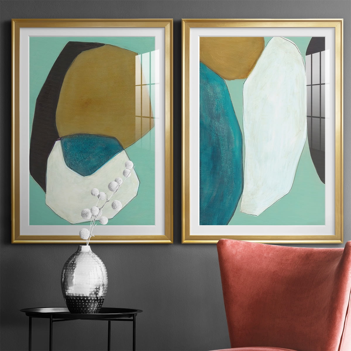Wexford Home Boulder I Premium Framed Print, 30.5" x 42.5" - Ready to Hang, Gold (Set of 2)