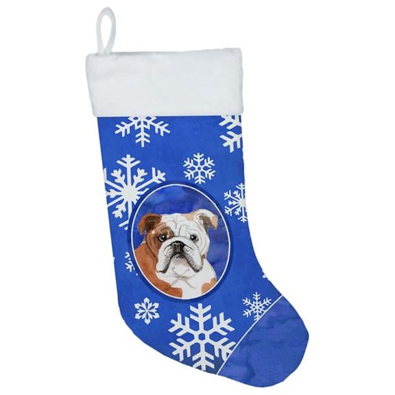 Carolines Treasures CK3953CS Winter Snowflakes English Bulldog Christmas Stocking
