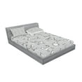 thumbnail image 2 of Ambesonne Flower Fitted Sheet & Pillow Sham Set, Cat Kitten Cartoon, Queen, White, 2 of 2