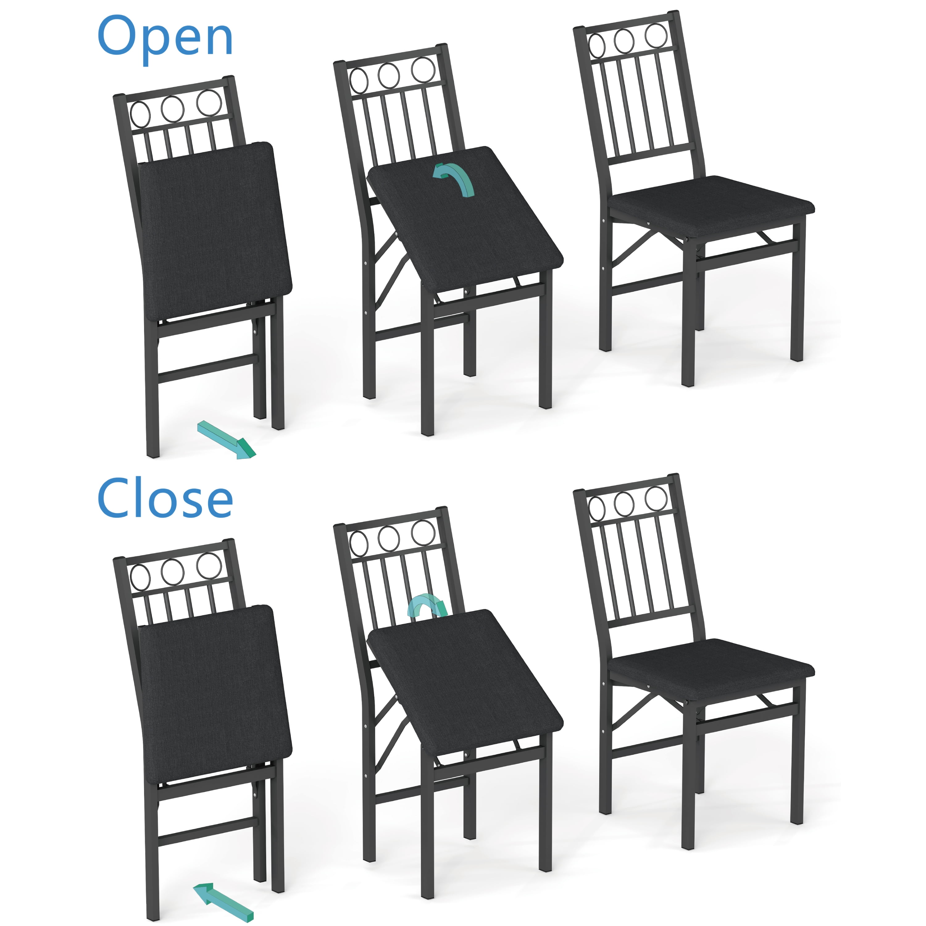 JRHRXXY Folding Dining Chair Set of 2,Foldable Kitchen Chairs with Padded Seat & Metal Frame,No Assembly
