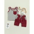 thumbnail image 2 of Qmyliery Baby Boys Clothes Striped Print Sleeveless Vest with Casual Shorts Gift, 2 of 9