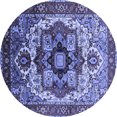 thumbnail image 1 of Ahgly Company Machine Washable Indoor Round Oriental Blue Industrial Area Rugs, 7' Round, 1 of 4