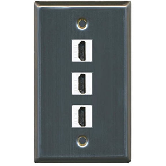 RiteAV (1 Gang Flat 3 HDMI Wall Plate Stainless Steel