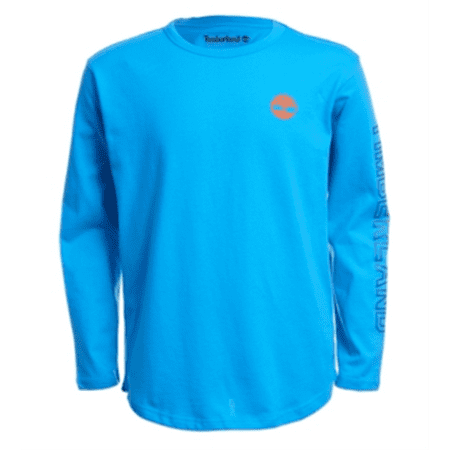 Timberland Boy's Accent Logo Sleeve Bill Long-Sleeve Tee Blue Size L