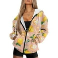 thumbnail image 4 of SCRAWLGOD Lemon Flower Womens Hoodies Zip Up Lightweight Sweaters for Women Plus Size S Long Sleeve Women Oversized Sweatshirt Soft Activewear Women Jacket for Picnic, 4 of 7