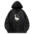 thumbnail image 3 of Sudadera con capucha y cordón ajustable, informal, negra, suave, con cordón ajustable L, 3 of 9