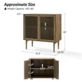 thumbnail image 3 of Tina's Home 32" Tall Farmhouse Walnut Accent Cabinet Set of 2 with LED Lights, 2 Doors Hollow Carved Design, for Living Room, Entryway, Dining Room, 3 of 8