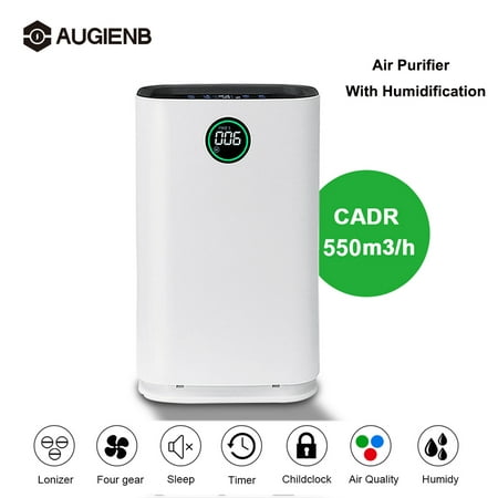 Air Purifier,AUGIENB Humidifier with 6 Stage Ture HEPA Filter Ionic for Smoke Odor Dust Remover Anti Allergies,4-Speed