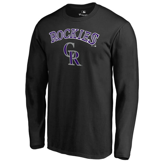 Men's Black Colorado Rockies Team Lockup Long Sleeve T-Shirt