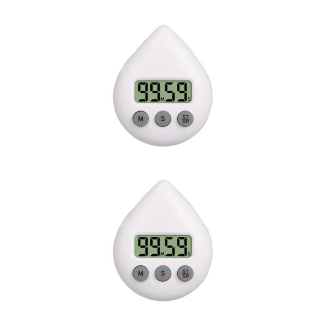 Wosthever Gota de agua Lechón electrónico Temporizador digital Estudio Cronómetro Pantalla Despertador para cocina Tienda de cocina Hogar Blanco 2Conjunto
