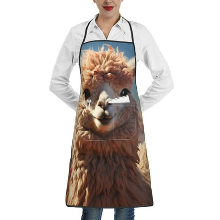 

Matuu Fluffy Alpaca Mountain Meadow for Adjustable Cooking Aprons for Women with Pockets Kitchen Aprons for Men Water and Oil Resistant