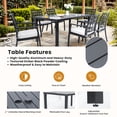 thumbnail image 2 of Modern 35.5"x67" Rectangular Outdoor Patio Dining Table with Post-Leg Design, Rust-Free & Weather-Resistant, Adjustable Foot Pads, Umbrella Hole with Matching Cover, Ember Black Finish, Durable, 2 of 5
