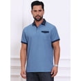 thumbnail image 4 of DARING DIVA Men's Short Sleeve Western Retro Stretch Color-Block Polo Shirts S Blue, 4 of 7