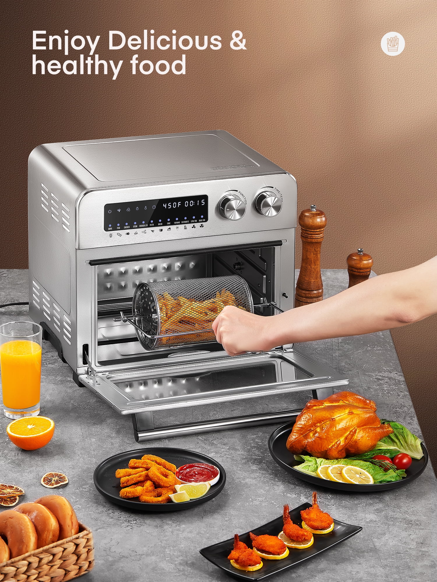  Digital Oven with Air Fryer 24 Litres Stainless Steel : Home &  Kitchen