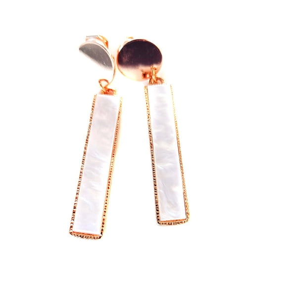 Clip-on Earrings Gold Tone Textured Dangle Bar Earrings 2.75 inch L