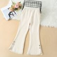 thumbnail image 4 of ZyeKqe Toddler Clothes Little Girls Corduroy Flare Pants High Waisted Pants Side Split Bell Bottom Cute Trousers, 4 of 5