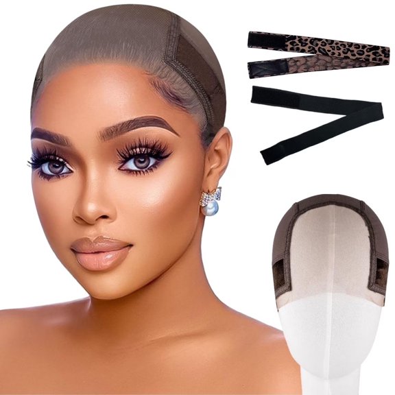 Lace Wig Grip Cap Women: 4x5 Transparent Swiss Lace Front - Non-slip Wig Gripper for Keeping Wigs In Place - Adjustable Elastic Headband with Velcro Medium Size