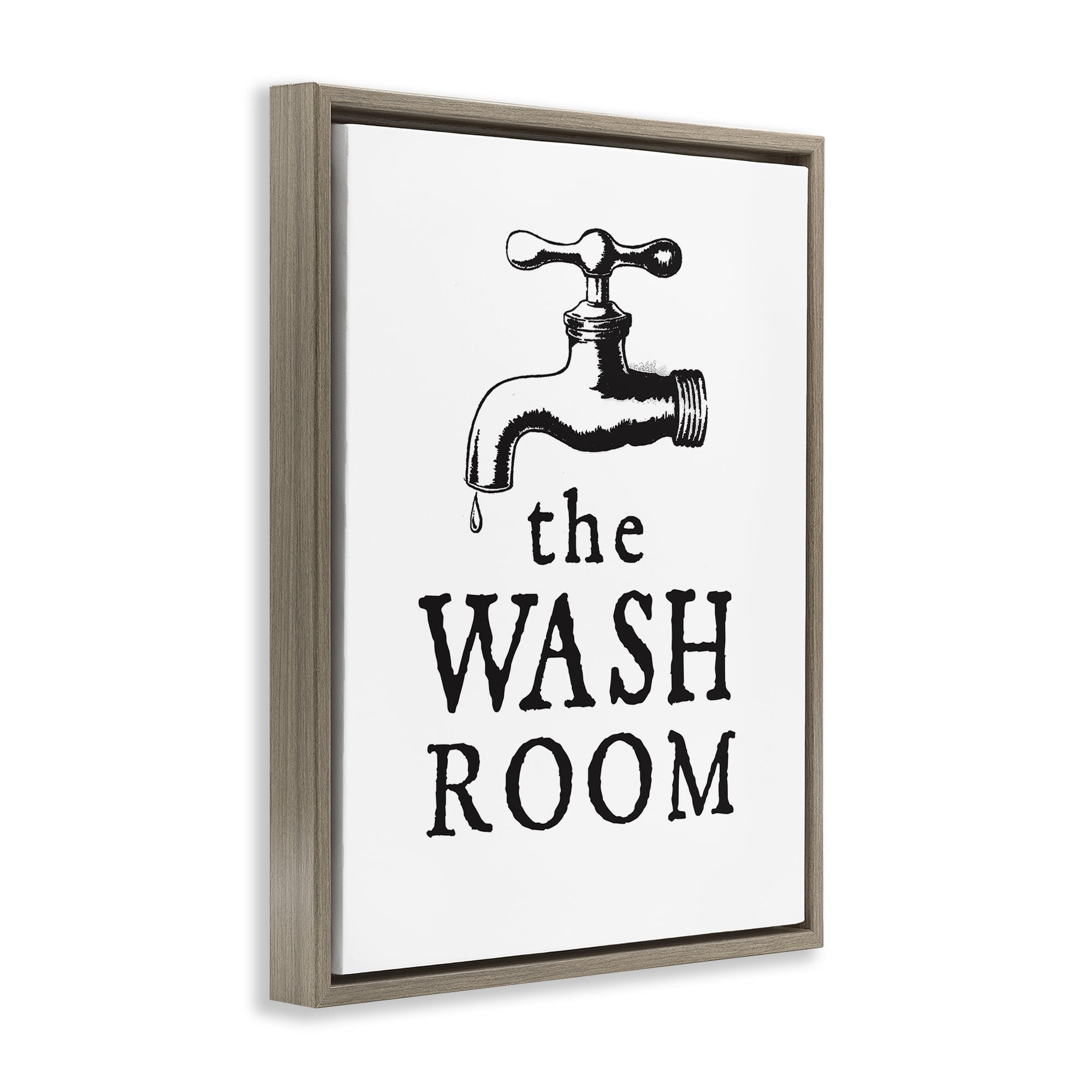 Stupell Industries Vintage Wash Room Typography Painting Brown Floater Framed Art Print Wall Art, 25 x 31