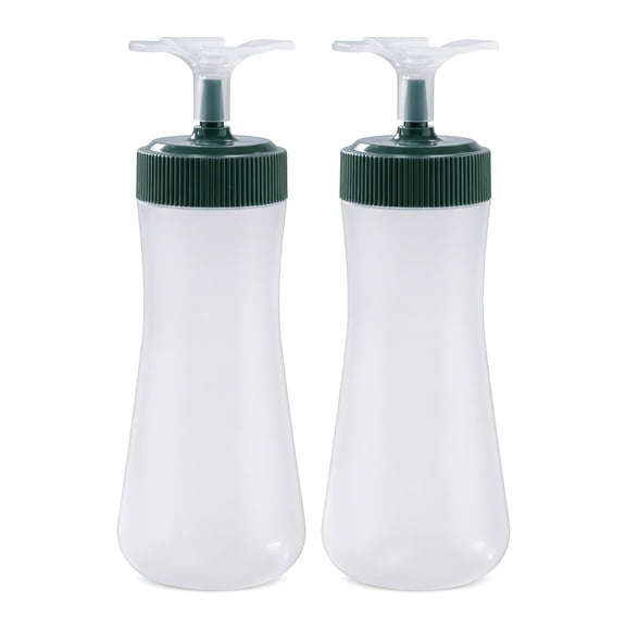 2 Pack Clear Squeeze Condiment Bottles, Leak Proof Liquid Dispenser with Cap for Kitchen Seasoning Storage