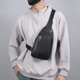 thumbnail image 4 of Djiypn Crossbody Sling Bag Men Women, Small PU Leather Casual Shoulder Backpack, Chest Daypack Satchel for Outdoor Hiking Travel, Black, 4 of 7