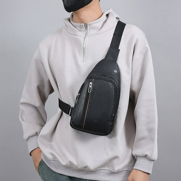 Leather Crossbody Chest Pack, Men Cross Body Bag Cross Body Purses, Mens Side Bag Small Purse Crossbody, Sling Backpack for Men Man Purse