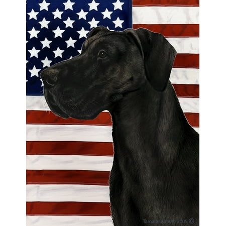 Great Dane Black Uncropped -Best of Breed Patriotic II Garden Flags