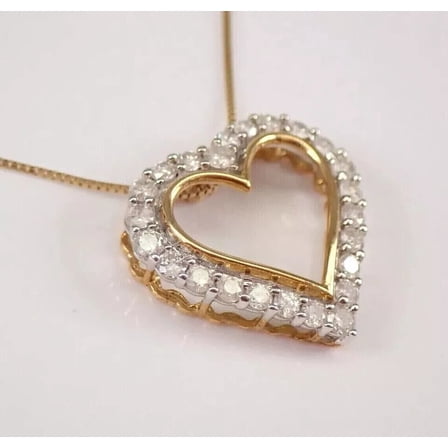 2Ct Simulated Diamond Round Cut Women's Heart Pendant Necklace 14K Yellow Gold Plated
