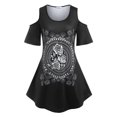 thumbnail image 1 of Camiseta de Talla Extra con Escote Pronunciado en Hombros Al Aire con Estampado de Flores Rosegal Camisetas tallas grandes, 1 of 5