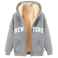 thumbnail image 2 of New York Zip Up Hoodies for Women 2026 Fall Winter Fleece Lined Sweatshirt with Pockets Streetwear Hooded Jackets, 2 of 5