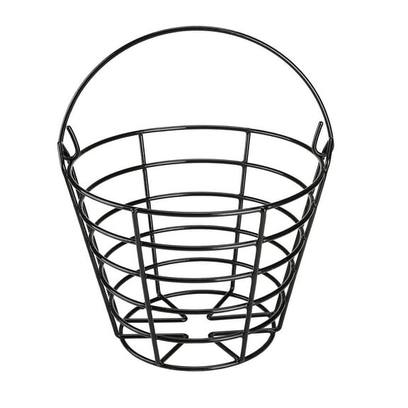 10L0L Metal Golf Ball Basket Container - Can Holds 50 Balls - Black