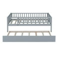thumbnail image 5 of Daybed Bed Frame Platform Bed with Twin Size Trundle Modern Wooden Bed with Fence Guardrails and Slat Support Leg for Dorm, Bedroom, Guest Room (Twin), 5 of 9