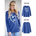 thumbnail image 4 of Xuanfei Women Heart Graphic Crew Neck Long Sleeve Side Pocket Top, 4 of 7