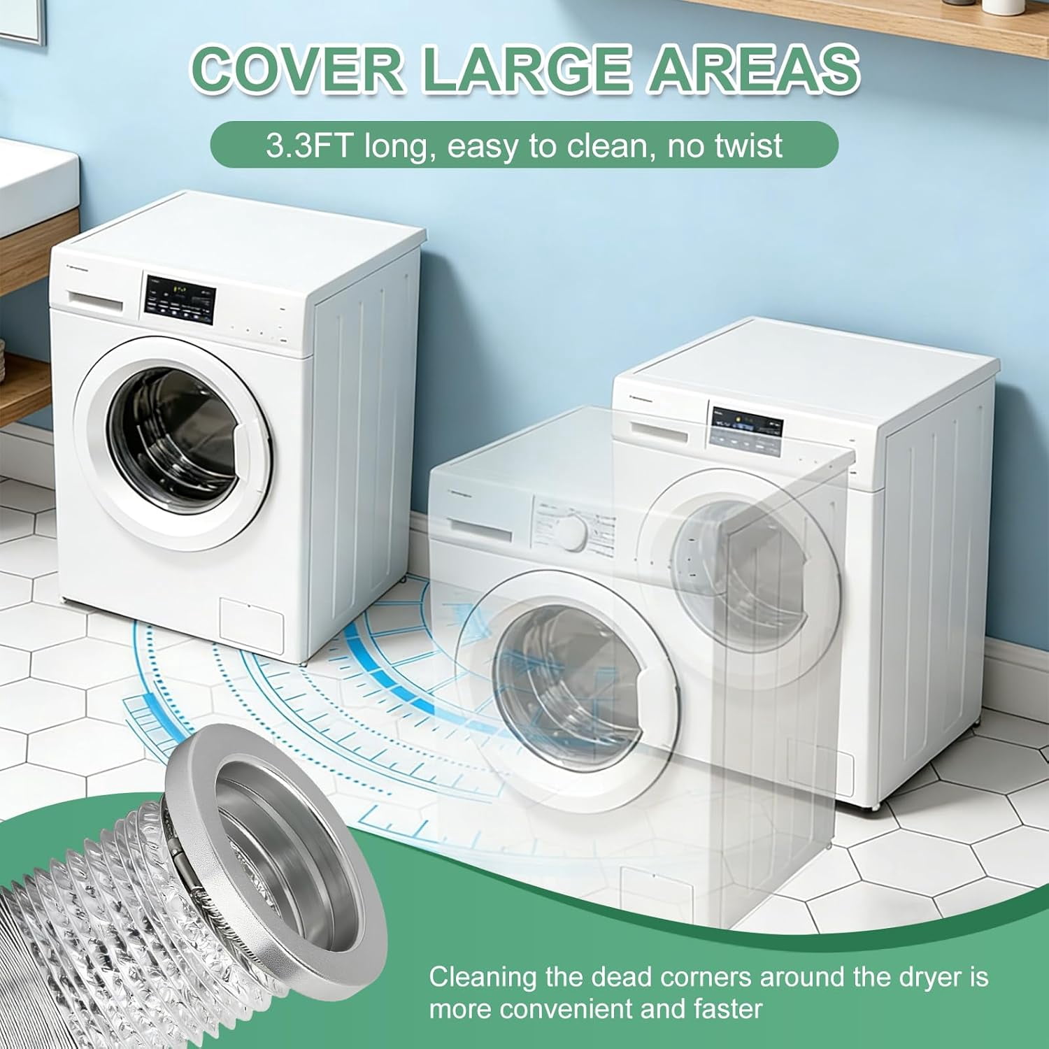 Magnetic Dryer Vent Connector Kit Airtight Seal Magnetic Dryer Vent Coupling Easy to Clean Lint Quick Connect Including a 3.3ft and 4" Duct and Two Clamps