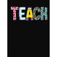 thumbnail image 2 of 1pc Women'S Casual Crew Neck T-Shirt with Colorful Geometric-Patterned "TEACH" Print, Fashionable Short Sleeve Knit Fabric Top for All Seasons, Comfortable Polyester with Medium Stretch, 2 of 6