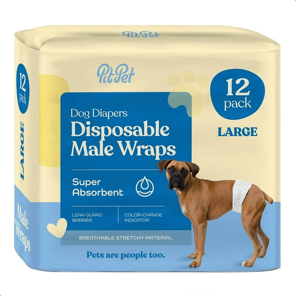 Couches pour Chiens Confortables - Lot de 12 Super Absorbantes Jetables pour Chiens - Technologie FlashDry Gel Indicateur d'Humidité Couches pour Chiens - Couches pour Ventre Étanches pour Incontinence Miction Excitable