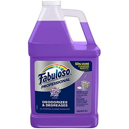 FABULOSO Professional All Purpose Cleaner & Degreaser Gallon Refill, Lavender, 4 Gallons Total (128 oz Bottle | Case of 4), Multi Purpose Cleaner, Bulk, Bathroom Cleaner, Floor Cleaner, Toilet Cl....