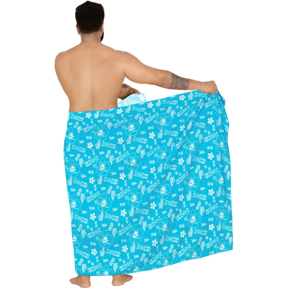 HAPPY BAY Men's Pareo Standard Party Surf Sarong Beach Wrap One Size Blue-I635 Summer Vacation Party