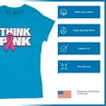 thumbnail image 4 of Tee Hunt Think Pink T-Shrit Breast Cancer Awareness Pink Ribbon Women's T-Shirt Tee, Light Blue, X-Large, 4 of 5